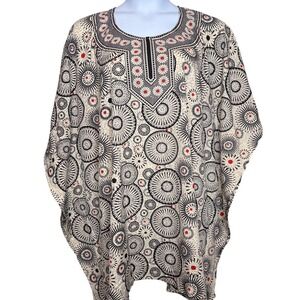 Good Times Womens One Size Fits All Poncho Top Floral Print Artsy Bohemian